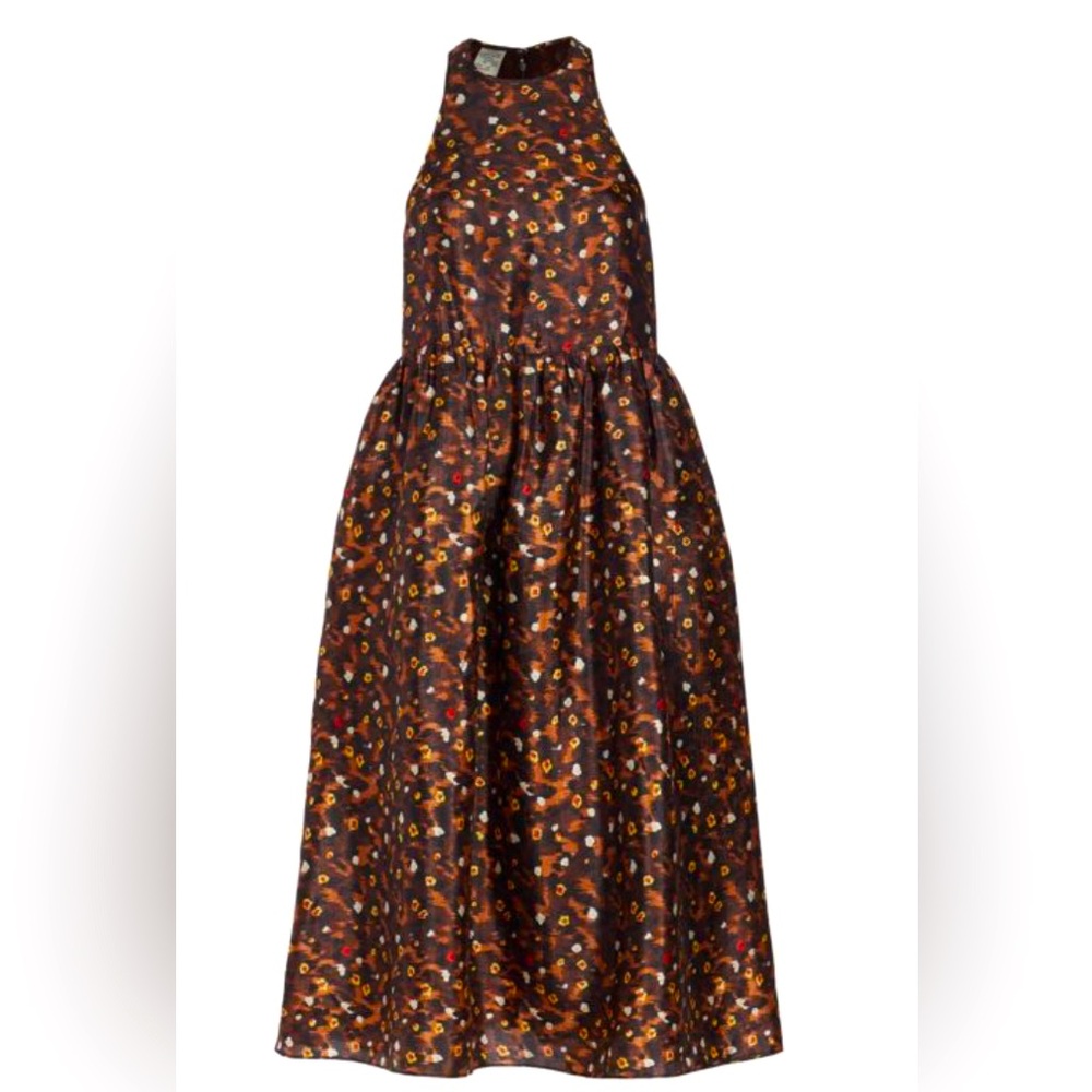 Floral Drop-Waist Brown Dress, Baum und Pferdgarten's Adeva Dress Size 34